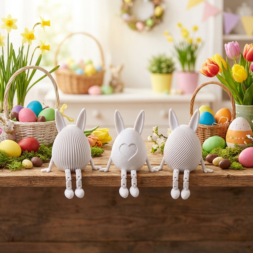 Osterhasen-Eier mit Hängebeinen 3er Set